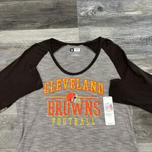 NWT Team Apparel NFL Cleveland Browns Black Womens XL Glittered Spellout T-shirt
